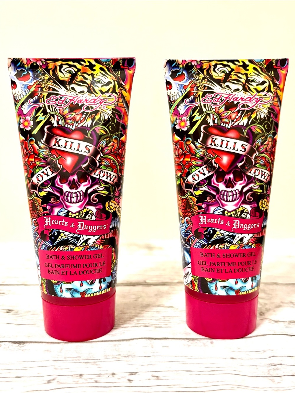 Ed Hardy Hearts & Daggers Bright Pink Bath & Shower Gel Duo - 2 Piece